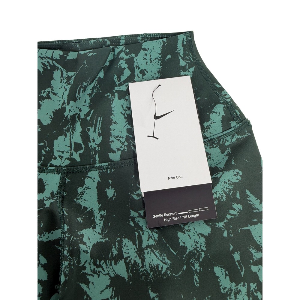 Nike One Women's High-Waisted 7/8 Printed Leggings Green New Size M FZ3229-338 - Picture 6 of 7